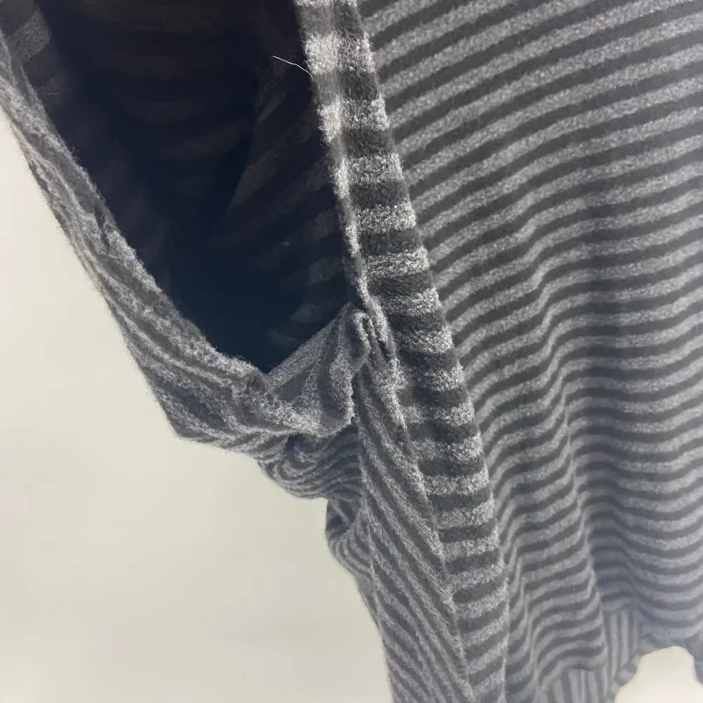 Soft Surrounding black gray striped cowl neck oversize poncho one size